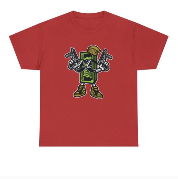 Fun Money Gun Shirt Cool Hip 420 Fashion Cotton Short Sleeve Shirt 2nd Amendment - Picture 1 of 1